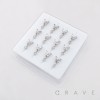12PCS OF CZ DANGLE BUTTERFLY 316L SURGICAL STEEL L-SHAPE NOSE BOX